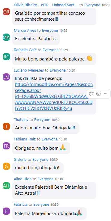 Feedback de participante - Santos